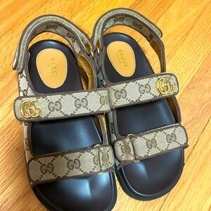 Gucci Beige and Brown Sandals